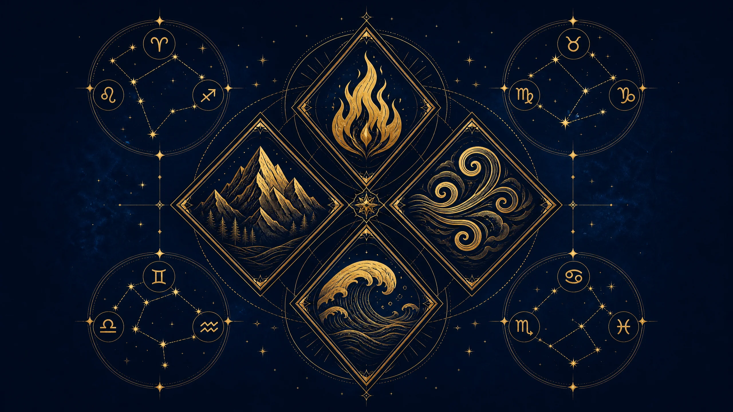 Die Vier Elemente: Feuer, Erde, Luft und Wasser